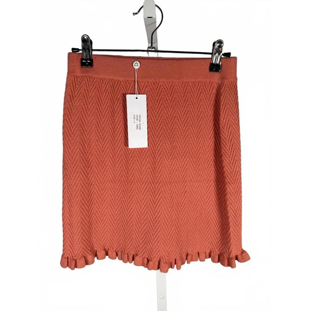 NWT SAGE THE LABEL Orange Mini Skirt with Ruffle Hem Size S - Picture 2 of 4